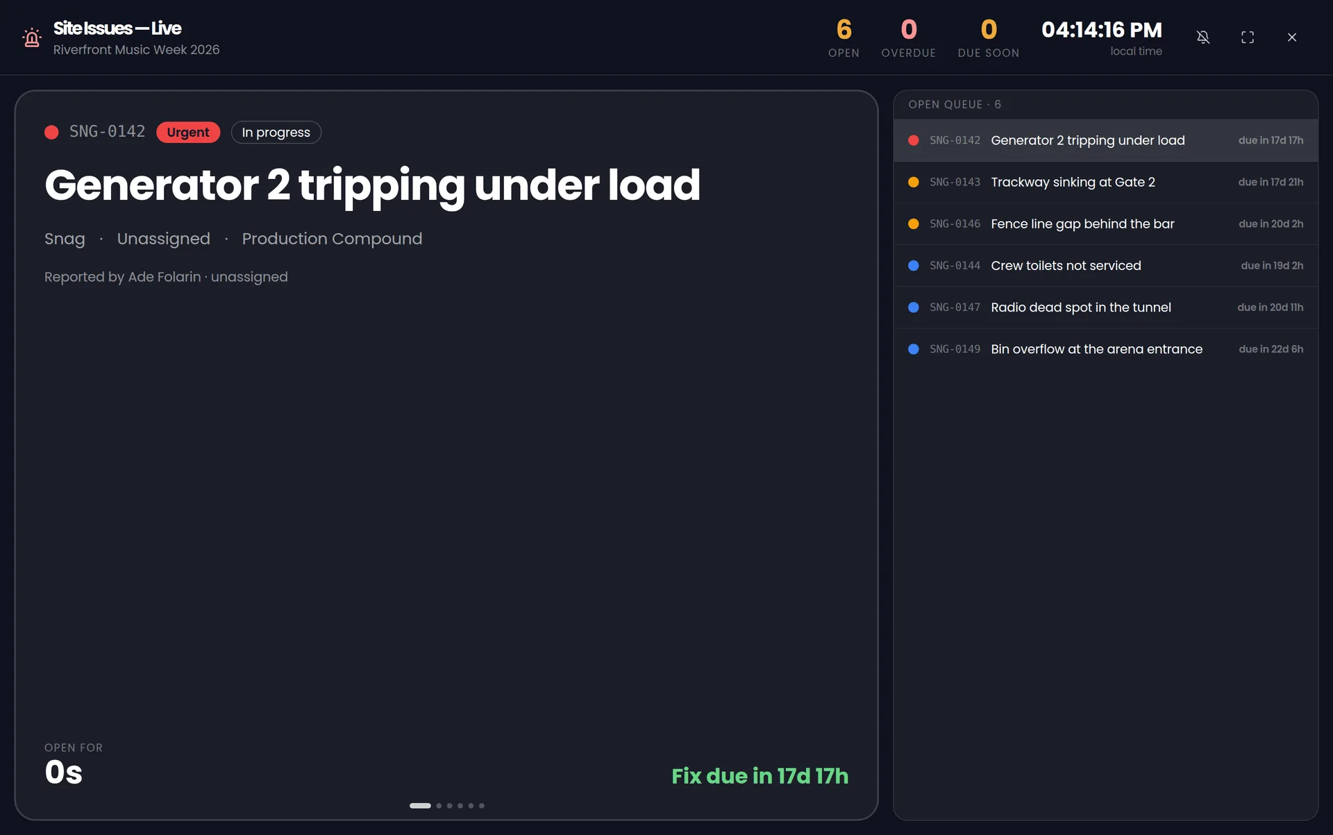 The Bloop site issues wallboard, showing open jobs by department